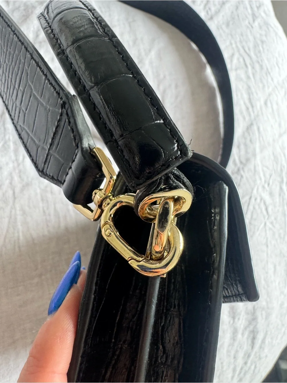 Anine Bing Colette Croc Shoulder Bag